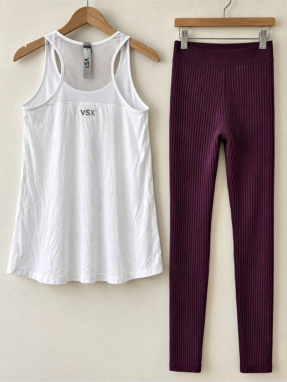 Victoria’s Secret white VSX and purple leggings set size medium